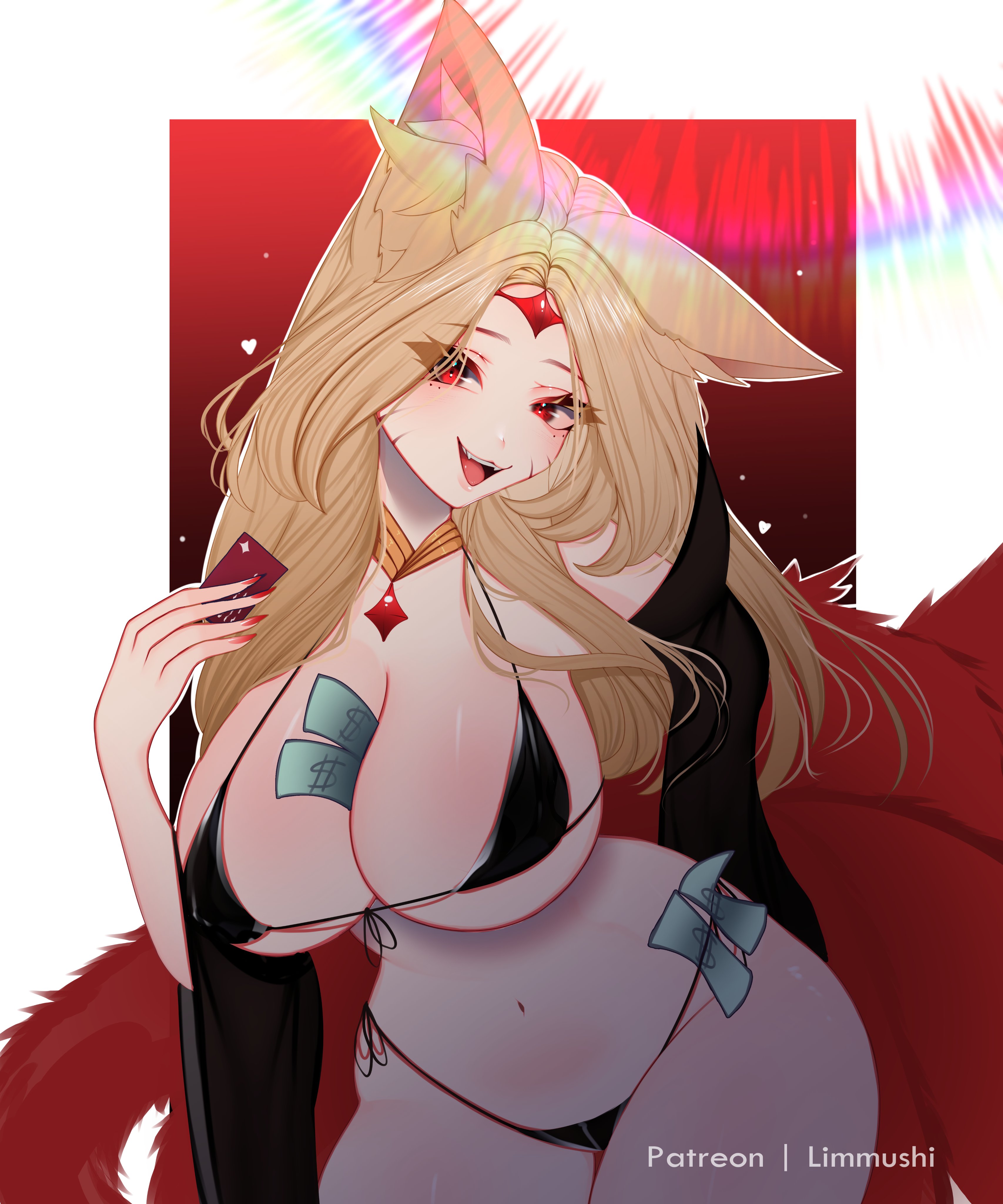 ahri, animal ear fluff, animal ears, animal girl, big breasts, blonde hair, breasts, child bearing hips, cleavage, clothing, curvaceous, curves, curvy, curvy body, curvy female, curvy figure, curvy hips, eyelashes, eyeliner, eyeshadow, facial markings, female, fluffy, fluffy ears, fluffy tail, fluffy tails, fox, fox ears, fox girl, fox tail, furry tail, hall of legends, hips, hourglass figure, huge breasts, humanoid, immortalized legend ahri, inner ear fluff, kemonomimi, kitsune, large breasts, league of legends, light skin, light-skinned female, limmushi, long hair, meme, money, multi tail, nine tailed fox, pale skin, pale-skinned female, riot games, tail, thick thighs, thighs, vastaya, video games, voluptuous, wide hips, yellow eyes