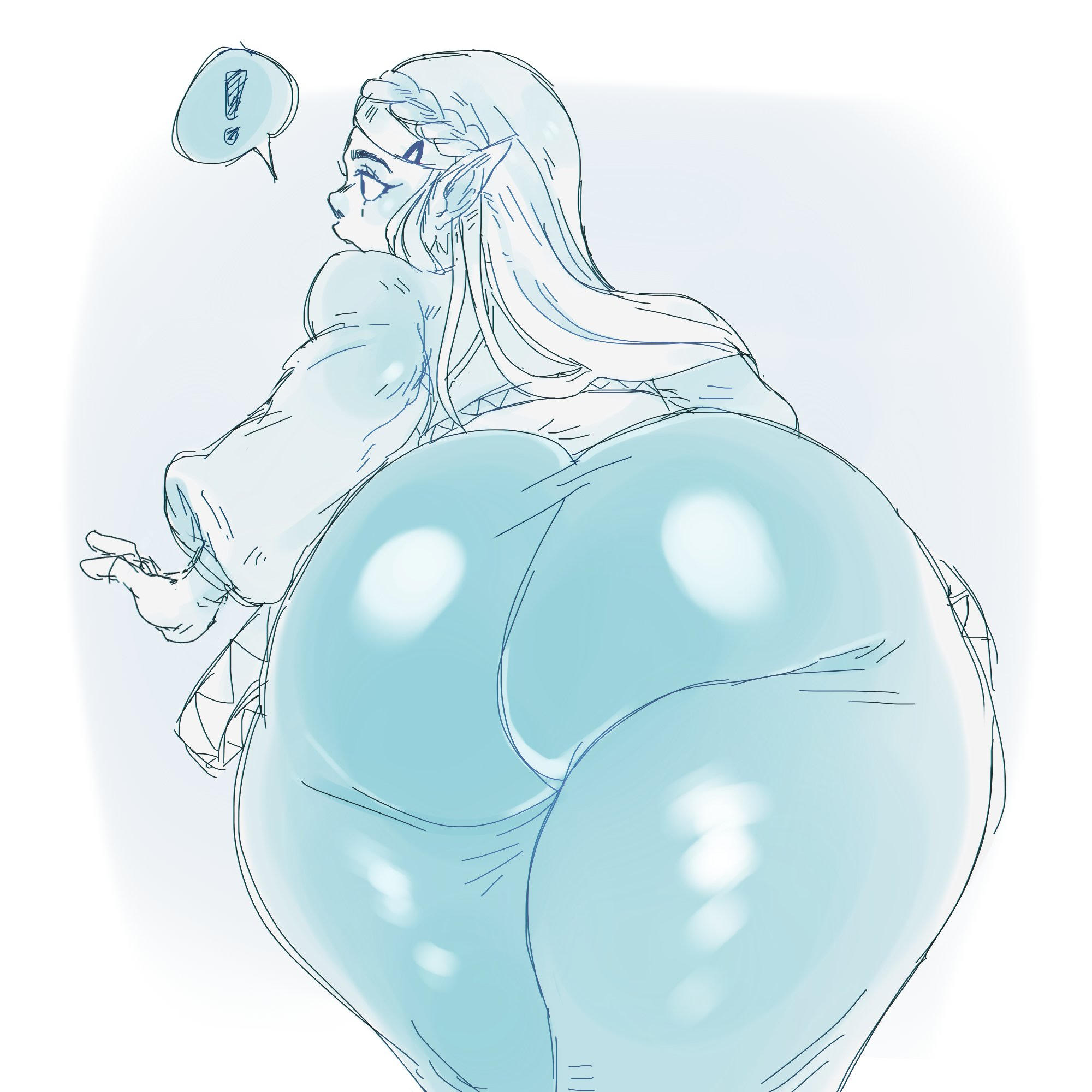 artist request, ass, ass focus, big ass, big butt, big thighs, breath of the wild, exclamation point, female, huge ass, looking away, overweight, princess zelda, tagme, the legend of zelda, zelda (breath of the wild)