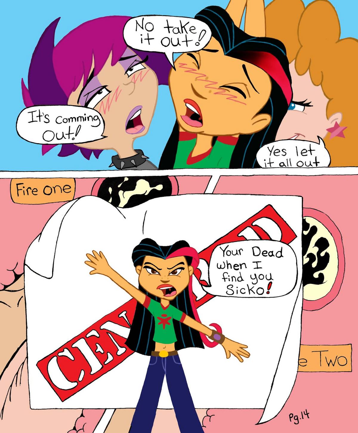 ashley_(juniper_lee) cartoon_network censored female funny futanari human intersex jk juniper_lee ophelia_ramirez page_14 the_life_and_times_of_juniper_lee