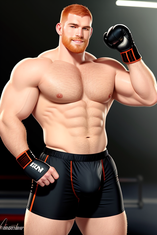 ai_generated athletic bicep_curl biceps big_biceps big_bulge bodybuilder boxer boxers_(clothing) boxers_only boxing_gloves buff bulge buzz_cut daddy daddy_kink flexing_bicep giant_bulge gigantic ginger human human_only hyper hyper_muscles kind_daddy light-skinned_male light_skin male male_only masculine masculine_man men_only muscles muscular muscular_arms muscular_man muscular_shoulders pale_skin red_beard shaved_head shoulders smile smiling smiling_at_viewer sole_male spread_legs unrealistic_body_standards waving waving_at_viewer waving_hand