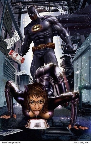 batman batman_(series) catwoman dc dc_comics female greg_horn male milk tagme