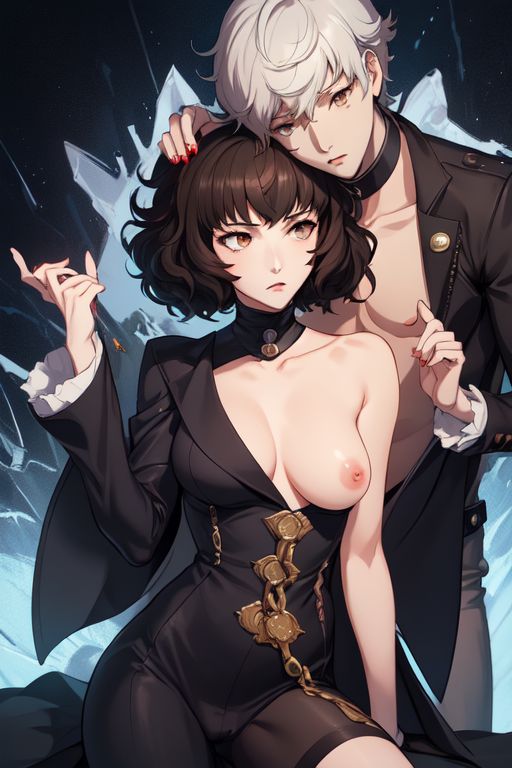 1boy 1girls ai_generated al_saiduq alcor_(megami_tensei) anguished_one devil_survivor_2 female megami_tensei persona_5 sadayo_kawakami