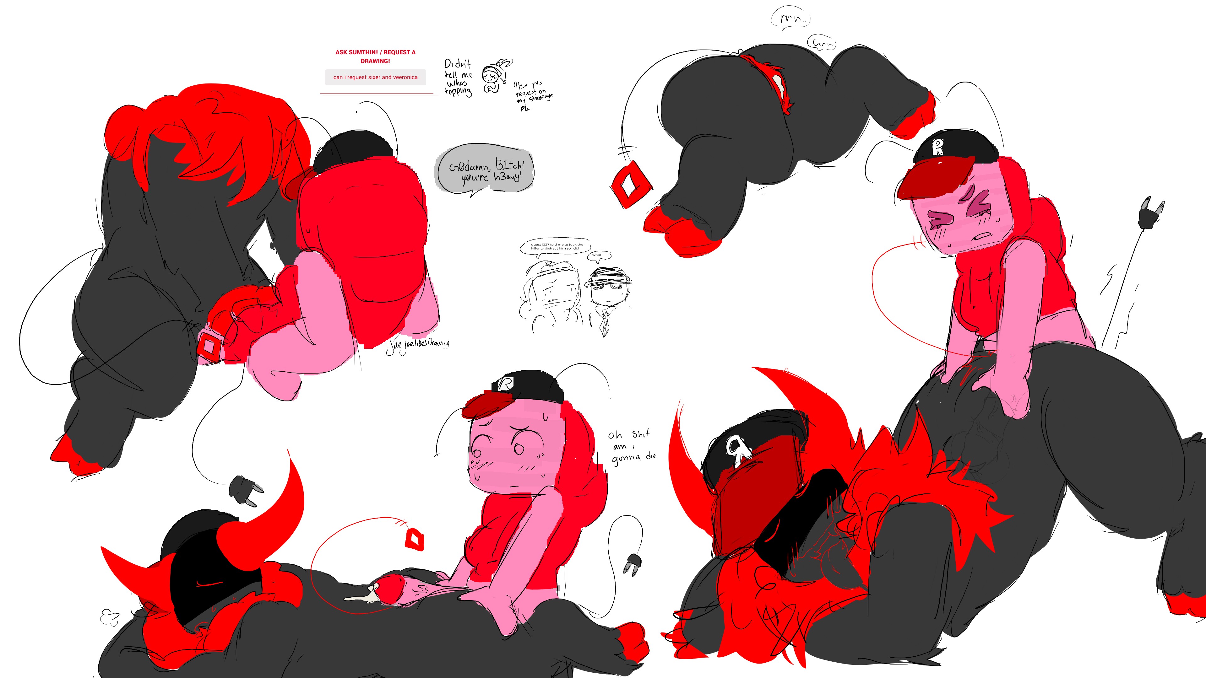 ass, chance (forsaken), cock, colored, cum, cum in pussy, cum on back, dickgirl, female, forsaken (roblox), futa, futanari, guest 666 (forsaken), holy shit, jaejaelikesdrawing, monster, monster fucking, pussy, request, roblox, roblox game, robloxian, scared, screen face, tail, tv head, veeronica, worried expression