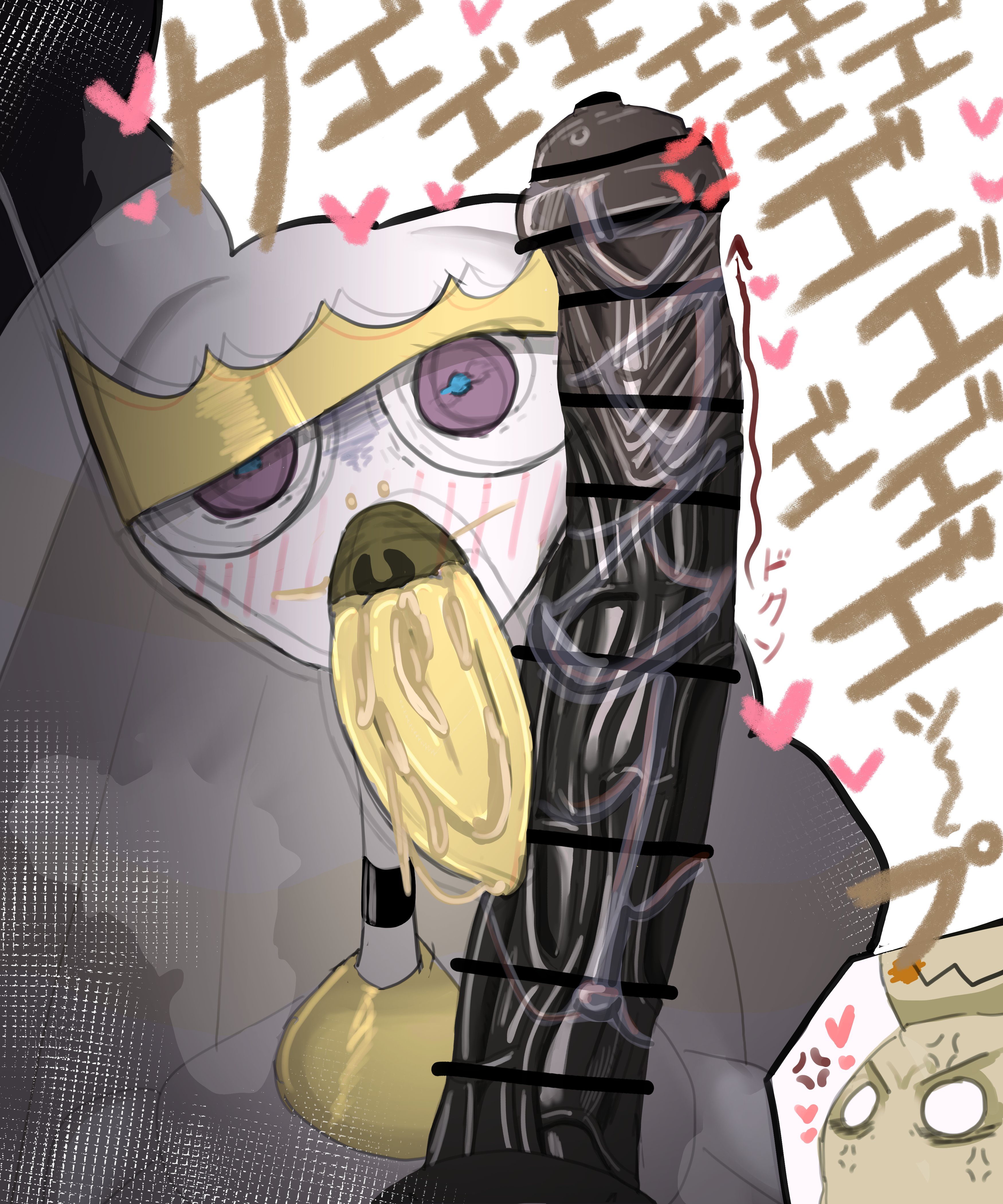 bar censor, belch, belching, black penis, breasts, burp, burp fetish, burping, censored, cleaning fellatio, cum burp, cum in mouth, equine penis, fellatio, giant penis, gokkun, horse penis, horsecock, huge breasts, imminent sex, japanese text, kanacorp, larger female, light-skinned female, long penis, long tongue, loud burp, massive breasts, mimikyu, pheromosa, pokemon, pokemon (species), pokemon only, pov, pov eye contact, size difference, smaller male, smegma, sound effects, taller female, throat, tongue out, ultra beast, uvula, veiny penis, yellow tongue