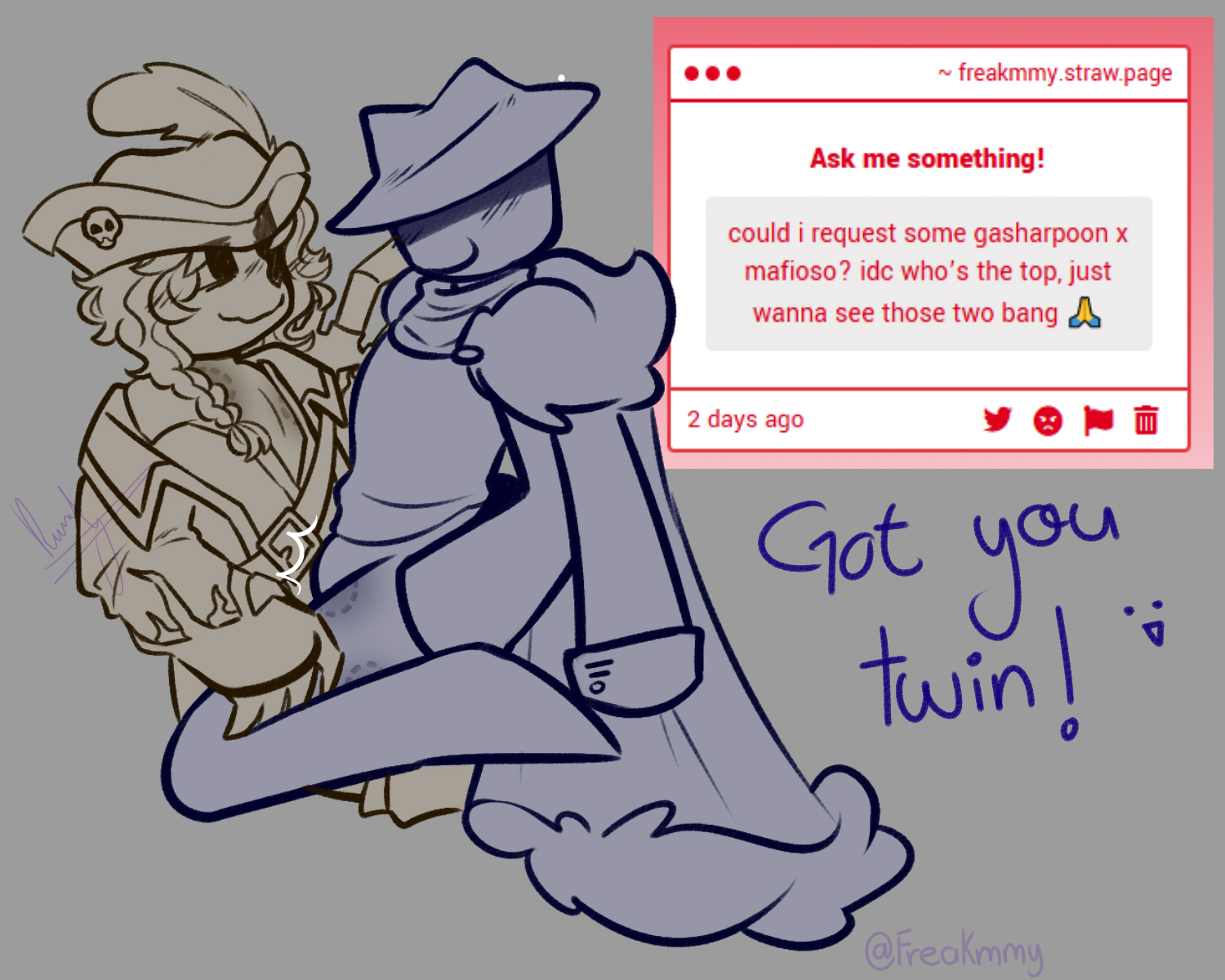 2boys, ambiguous penetration, belly bulge, blocky body, blush, cowgirl position, forsaken (roblox), gasharpoon, gasharpoon john doe, half naked, john doe (forsaken), john doe (roblox), mafioso (forsaken), male, male only, power bottom, remdotcom, request, roblox, roblox game, robloxian, self upload, service top, strawpage request, tagme, transgender male, vaginal penetration