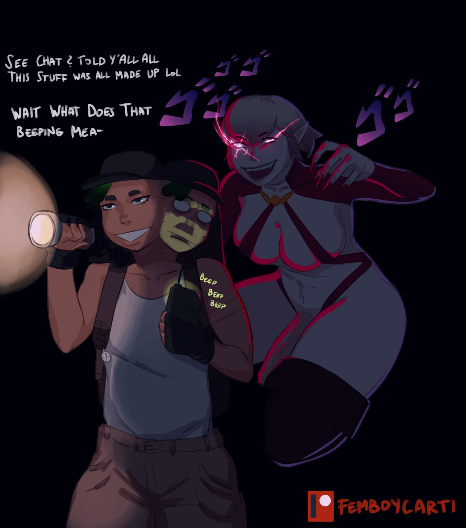 cazu (femboycarti), femboycarti, floating, futa on male, futanari, imminent anal, imminent penetration, imminent rape, jojo reference, streaming, vampire, vampire futa, white skin
