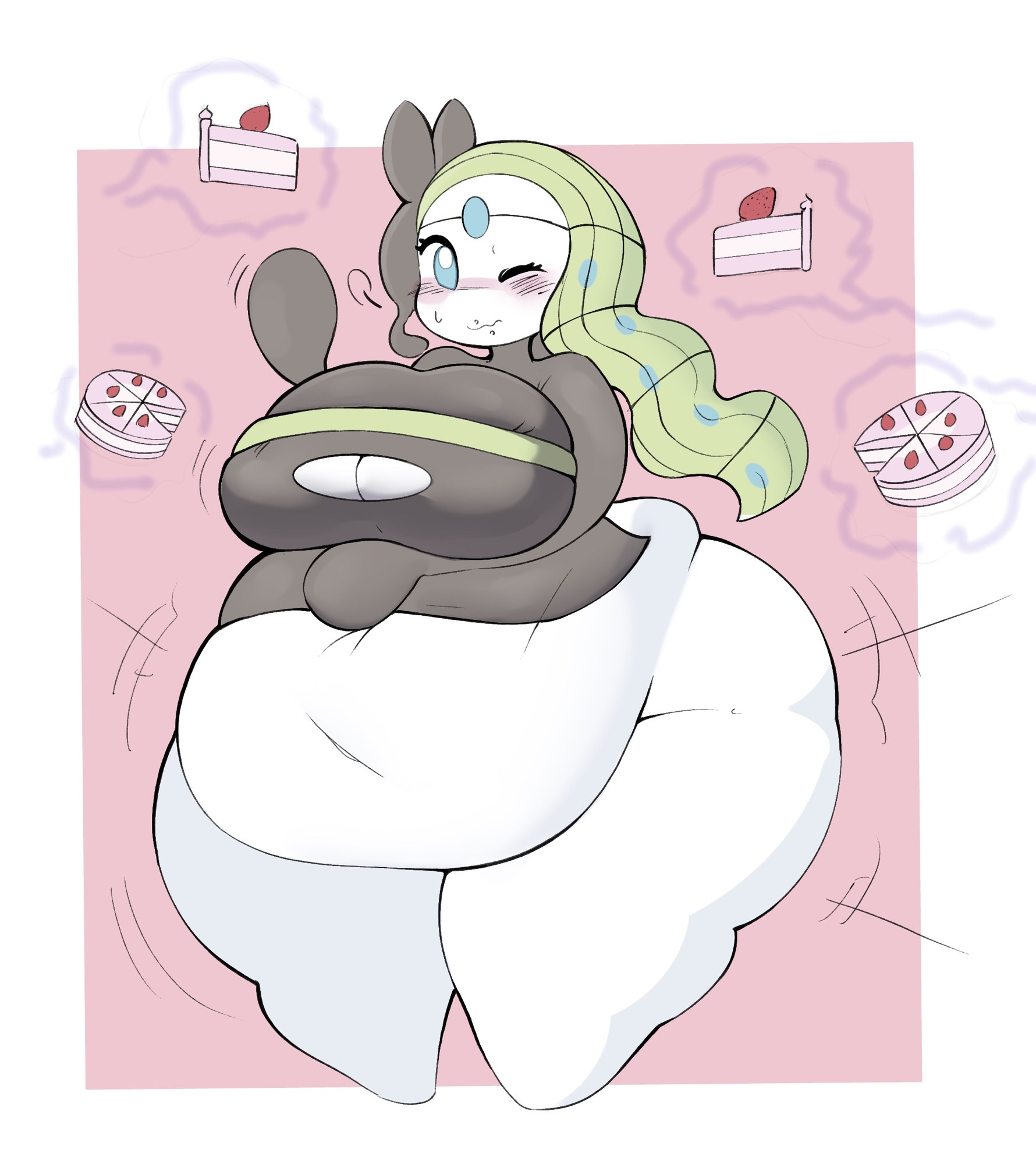 bbw, big breasts, breasts, cleavage, female, huge breasts, inazuma kat, legendary pokemon, meloetta, mythical pokemon, overweight, pokemon, pokemon (species), tagme, thick thighs, wide hips