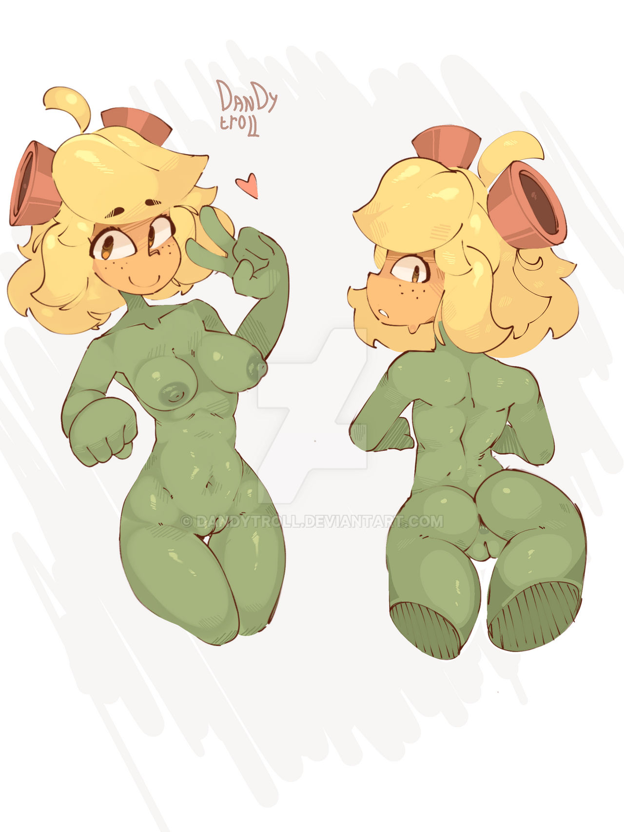 1girls, anthro, anthrofied, ass, breasts, dandytroll, deviantart watermark, female, flora fauna, plant, plant girl, plant humanoid, plantie, plants vs zombies, plants vs. zombies, popcap games, pussy, solar flare (pvz), sunflower (pvz), watermark