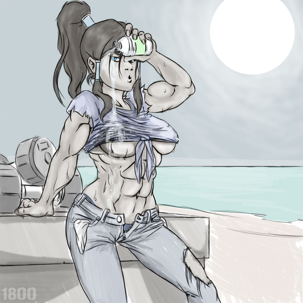 1800 1girls avatar_legends clothing dark-skinned_female dark_skin female female_only human korra medium_breasts muscular muscular_female panties smooth_skin solo the_avatar the_legend_of_korra water_tribe