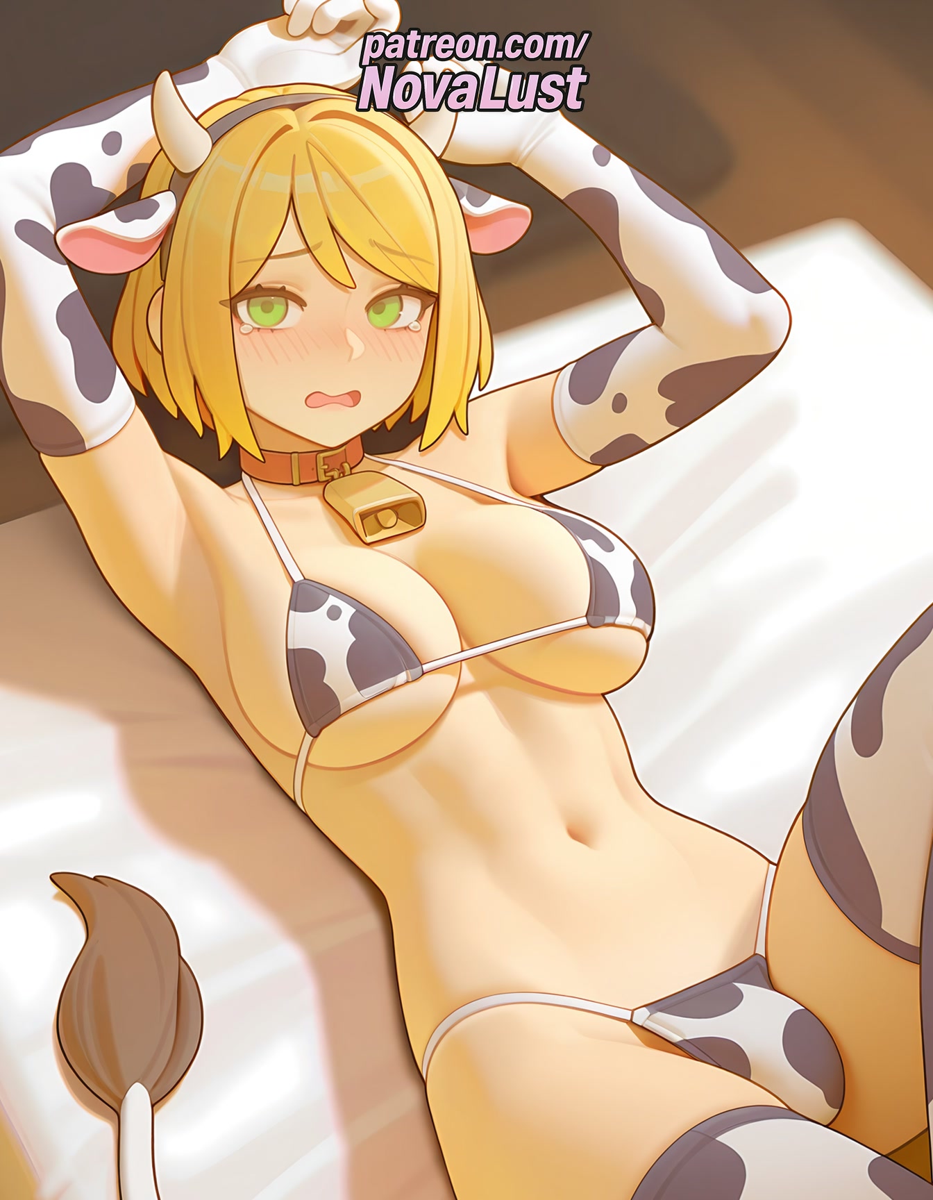 1futa, 2009, 2021, 2025, ai generated, animal ears, animal print, armpits, artist name, ashley graham, bell, big breasts, big chest, bikini, blonde hair, blush, bovine, breasts, bust, busty, calico, chest, chinese zodiac, collar, cow boy, cow ears, cow girl, cow horns, cow print, cow tail, cowbell, ear tag, elbow gloves, fake horns, futanari, gloves, green eyes, happy new year, hi res, high quality, high resolution, highres, horns, large breasts, leopard ears, leopard print, leopard tail, milk, milk bottle, navel, neck bell, new year, novalust, patreon, patreon username, print bikini, print bow, print gloves, print legwear, print neckwear, print skirt, red collar, resident evil, resident evil 4, serval print, solo, stable diffusion, swimsuit, tail, thighhighs, tiger stripes, watermark, year of the ox