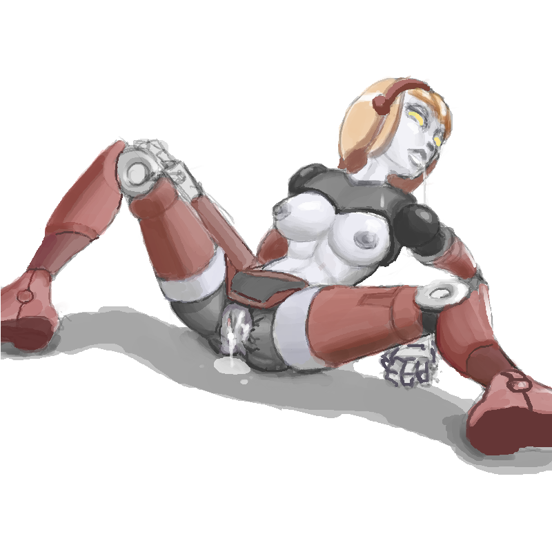 1girls after_sex areola artist_request breasts courtney_gears female female_only nipples ratchet_and_clank robot solo spread_legs tagme topless