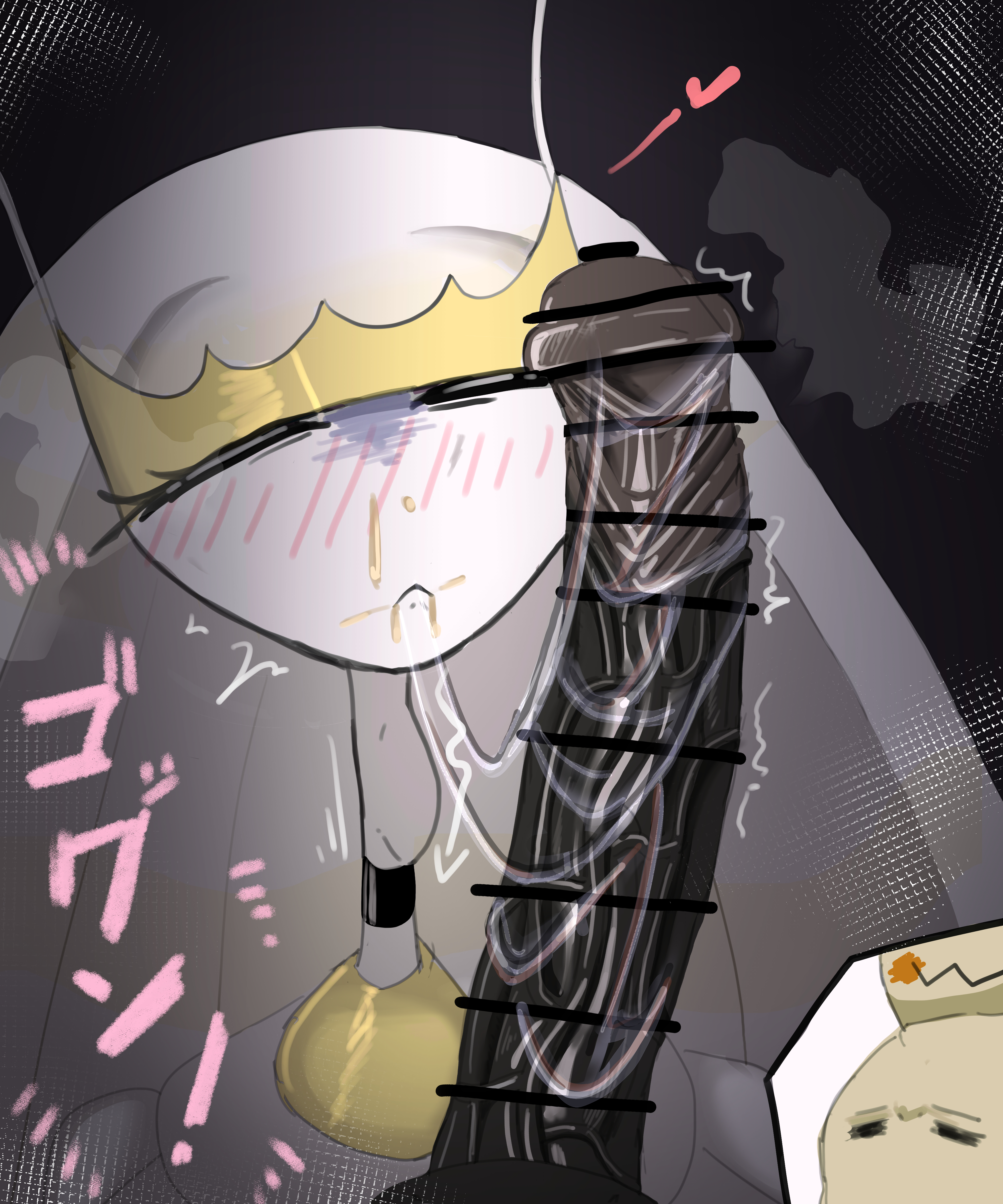 audible swallowing, bar censor, black penis, breasts, censored, cleaning fellatio, closed eyes, cum in mouth, cum out nose, drinking cum, equine penis, excessive cum, fellatio, giant penis, gokkun, gulp, horse penis, horsecock, huge breasts, japanese text, kanacorp, light-skinned female, long penis, long tongue, massive breasts, mimikyu, pheromosa, pokemon, pokemon (species), pokemon only, pov, pov eye contact, size difference, smaller male, smegma, sound effects, swallowing, swallowing bulge, swallowing cum, taller female, throat bulge, ultra beast, veiny penis, yellow tongue