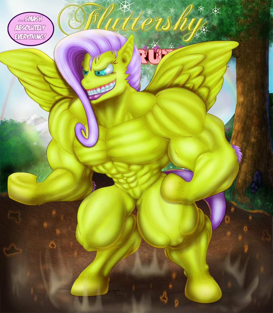 extreme_muscles fluttershy_(mlp) friendship_is_magic my_little_pony straight_hair tagme xylem