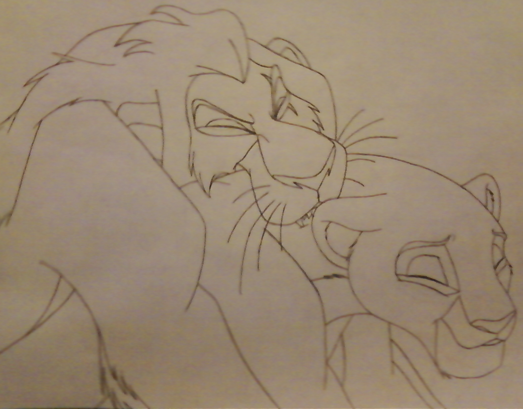 disney feral_on_feral monochrome sarafina scar_(the_lion_king) tagme the_lion_king