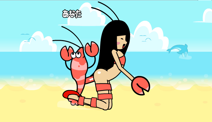 accurate_art_style black_hair blush closed_eyes clothing female fever_x_(minus8) from_behind girl_(rhythm_heaven_fever) interspecies legs_together long_hair minus8 nintendo open_mouth penetration penis restrained rhythm_heaven rhythm_heaven_fever sex shrimp_scamperer zoophilia