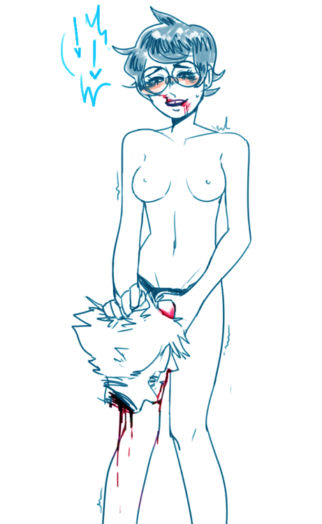 1boy 1girls blood blush breasts color death dildo dirk_strider exposed_breasts female glasses gore hair head homestuck human human_only jane_crocker male male_death ms_paint_adventures necrophilia severed_head sex_toy short_hair strap-on white_background white_skin