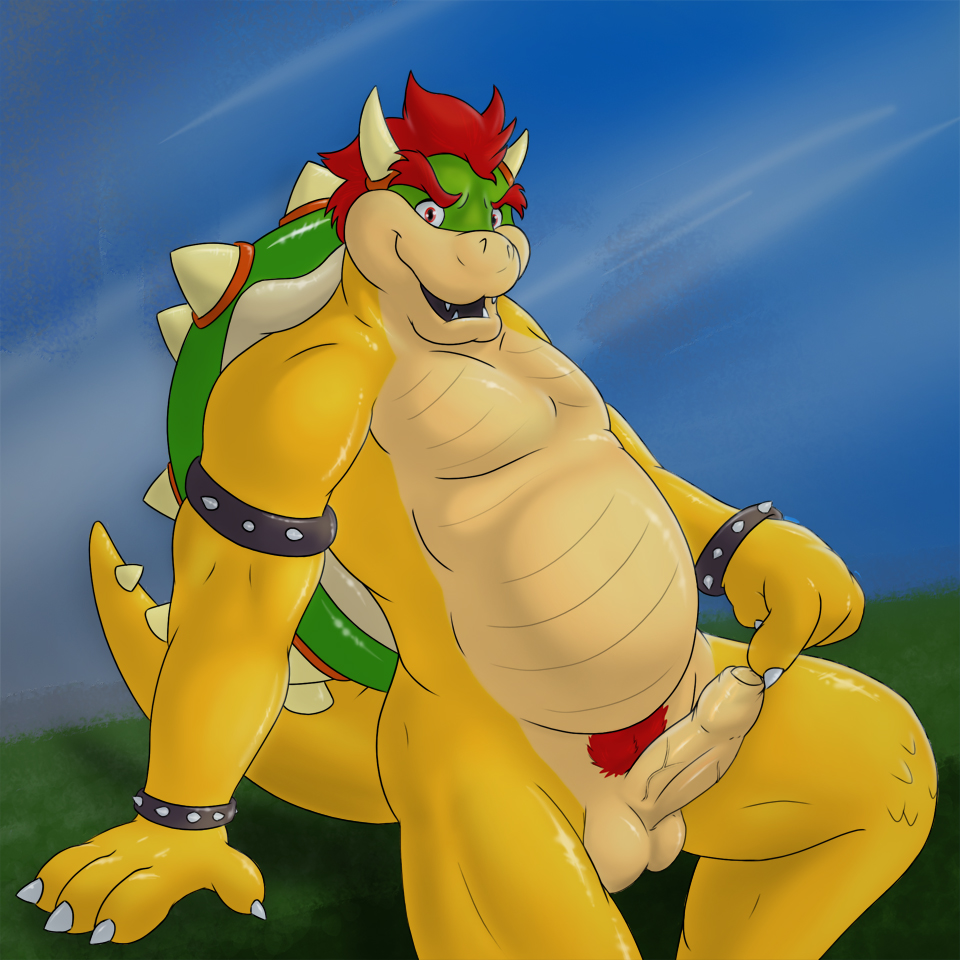 1:1 balls bowser green_shell koopa lay0wn male male_only mario_(series) nintendo nude penis scalie shell solo spiky_shell uncut video_games