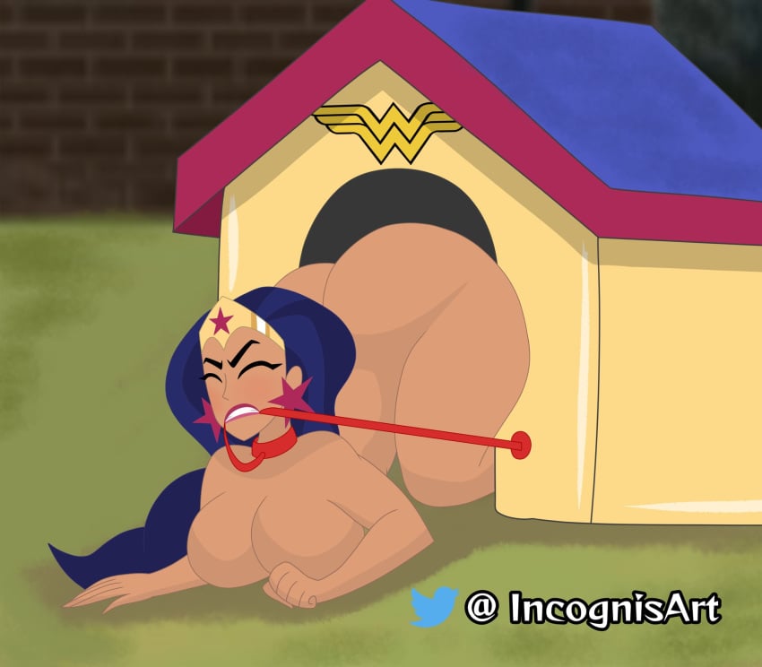 1girls alternate_ass_size alternate_breast_size ass big_ass big_breasts breasts collar dc dc_comics dc_super_hero_girls dog_house heroine heroine_in_trouble huge_ass huge_breasts incognis large_ass large_breasts leash nude nude_female petplay source_request star_earrings stuck stuck_in_door tanned thick_thighs wonder_woman wonder_woman_(series)