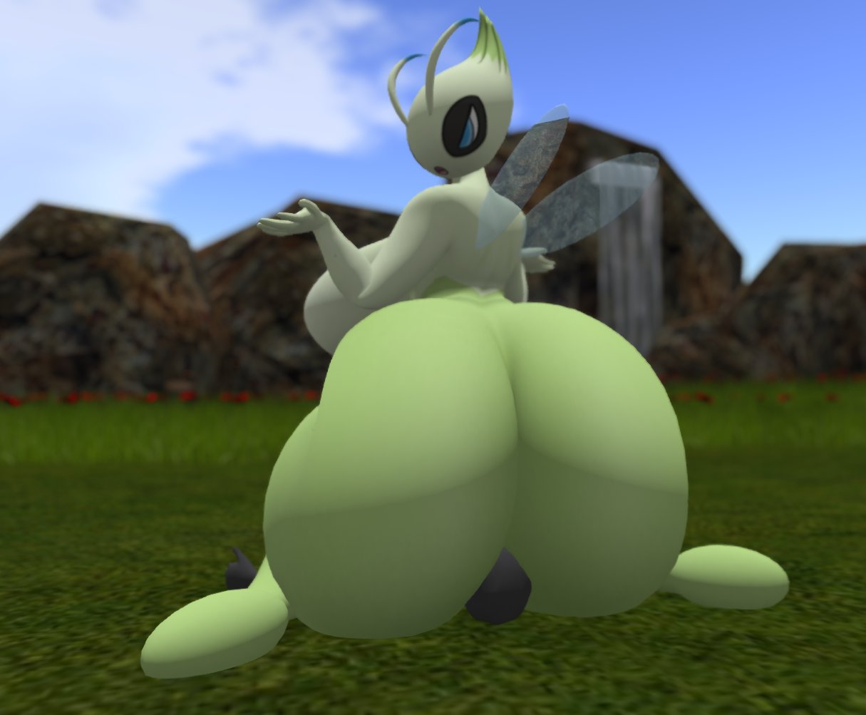 big_ass big_breasts breasts bubble_butt celebi facesitting huge_ass legendary_pokemon pokémon_(species) pokemon pokemon_(species) thick_thighs wide_hips zer0264