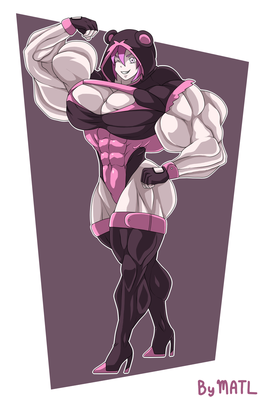 abs ass biceps big_muscles female hair high_heel_boots high_heels large_muscles matl muscles muscular muscular_arms muscular_female muscular_legs muscular_thighs needs_breasts pecs pink_eyes pink_hair