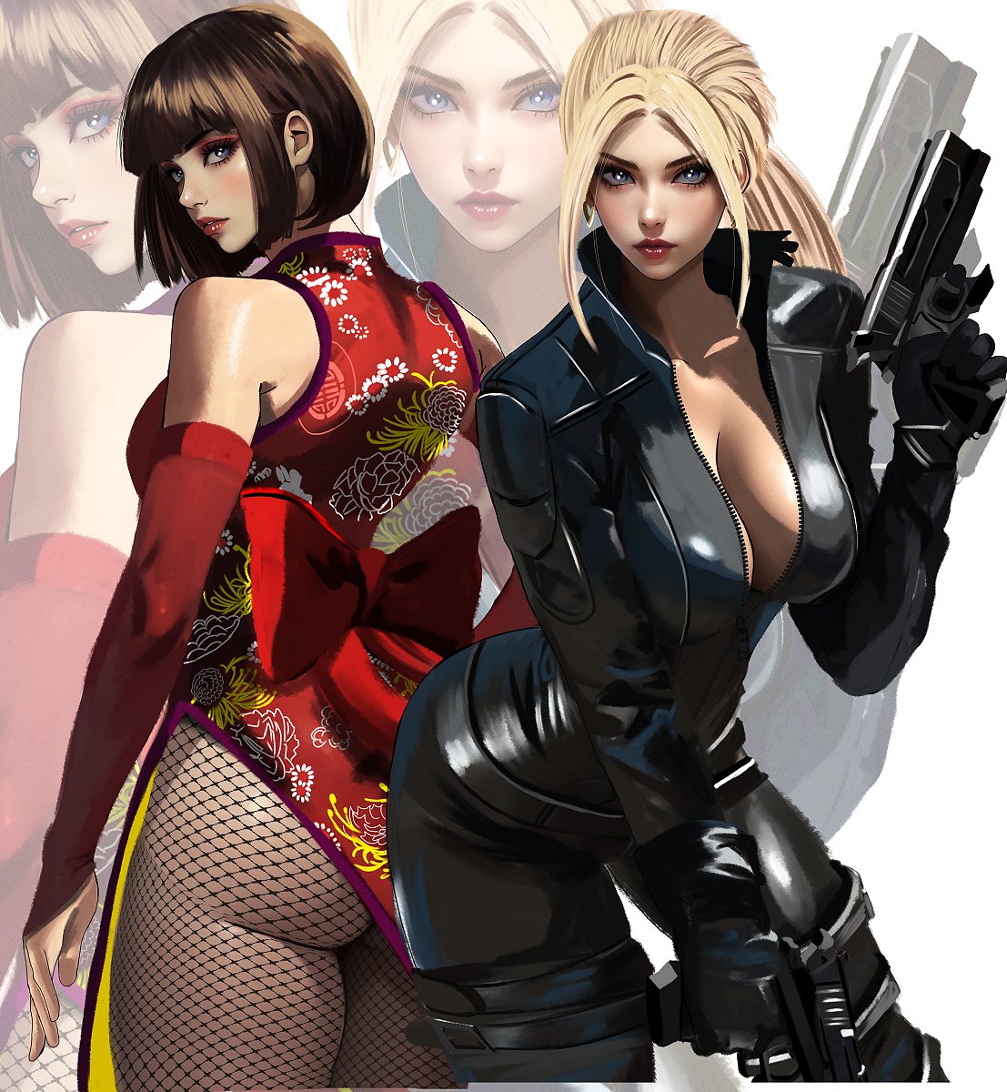 anna_williams big_ass big_breasts blonde_hair cleavage death_by_degrees female female_only kittymiya leather namco nina_williams silf silfs sisters tekken tekken_1 tekken_2 tekken_3 tekken_4 tekken_5_dark_resurrection tekken_6_bloodline_rebellion tekken_8 tekken_blood_vengeance tekken_tag_tournament tekken_tag_tournament_2 tight_clothing