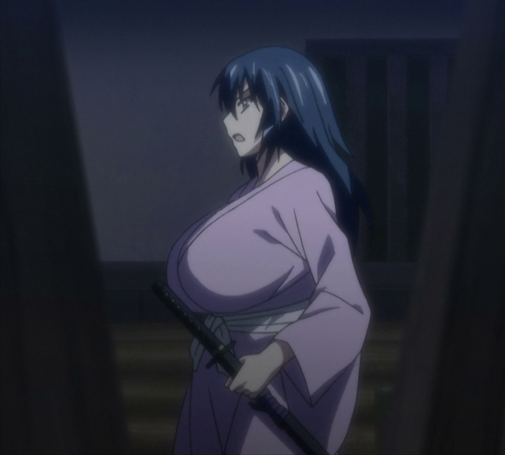 big_breasts blue_hair breasts huge_breasts kimono manyuu_chifusa manyuu_hikenchou screencap