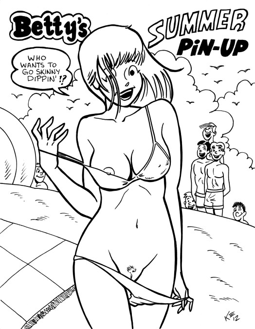 2012 archie_andrews archie_comics beach betty_cooper bikini breasts keltic monochrome pussy reggie_mantle stripping