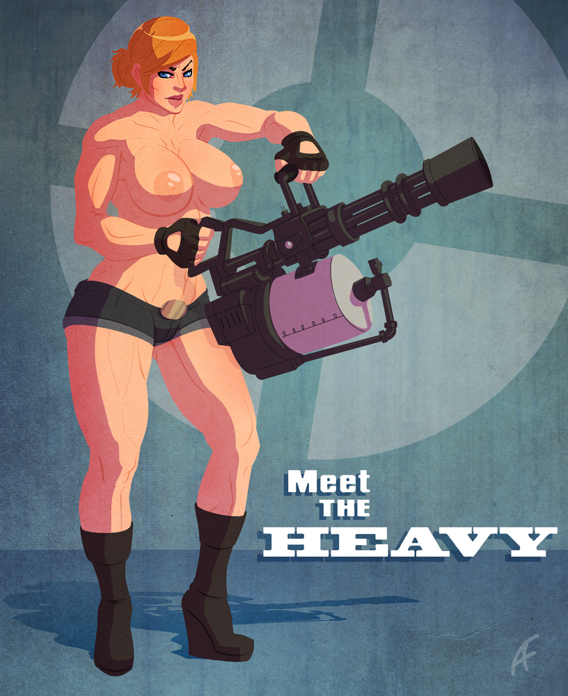 1girls 2d af breasts female female_only femheavy heavy_weapons_guy human human_female human_only light-skinned_male light_skin nipples rule_63 solo_female tagme team_fortress_2