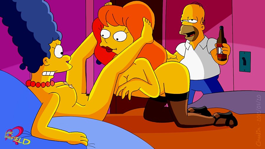 claudia-r female homer_simpson human male marge_simpson mindy_simmons multiple_females tagme the_simpsons yuri