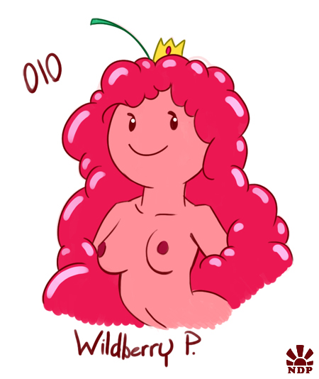 adventure_time breasts character_name crown female nipples nomdepenn nude nude_female simple_background smile solo solo_female white_background wildberry_princess