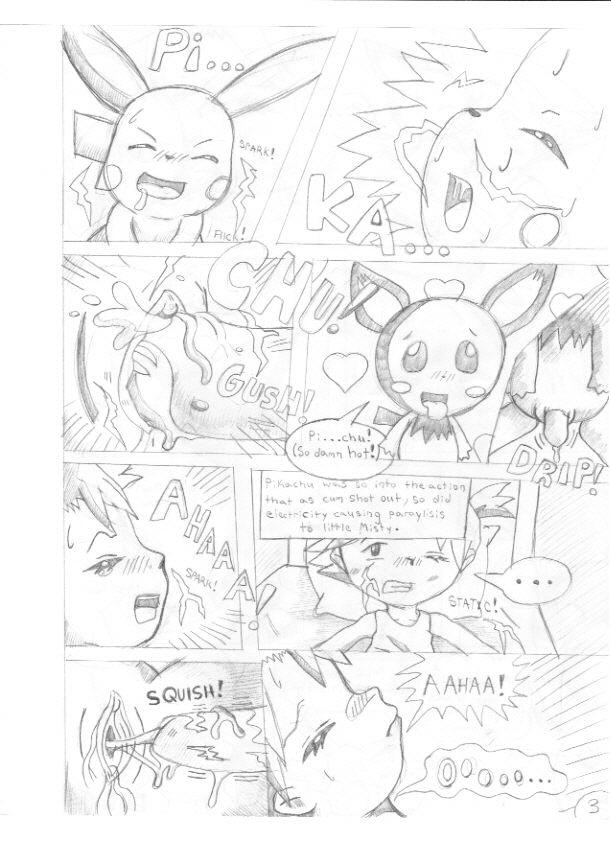 comic human kasumi_(pokemon) monochrome nintendo pichu pikachu pokemon pokemon_(species) pokephilia shadowlink350