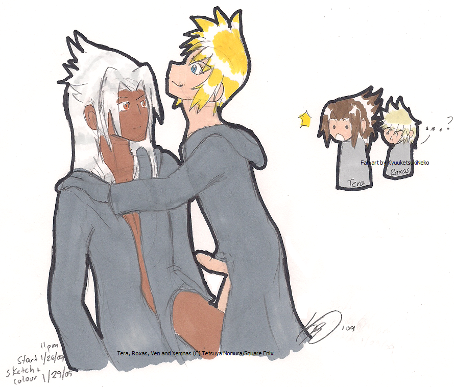 disney gay kingdom_hearts male_focus male_only penis rough_sketch roxas square_enix terra_(kingdom_hearts) ventus xemnas yaoi