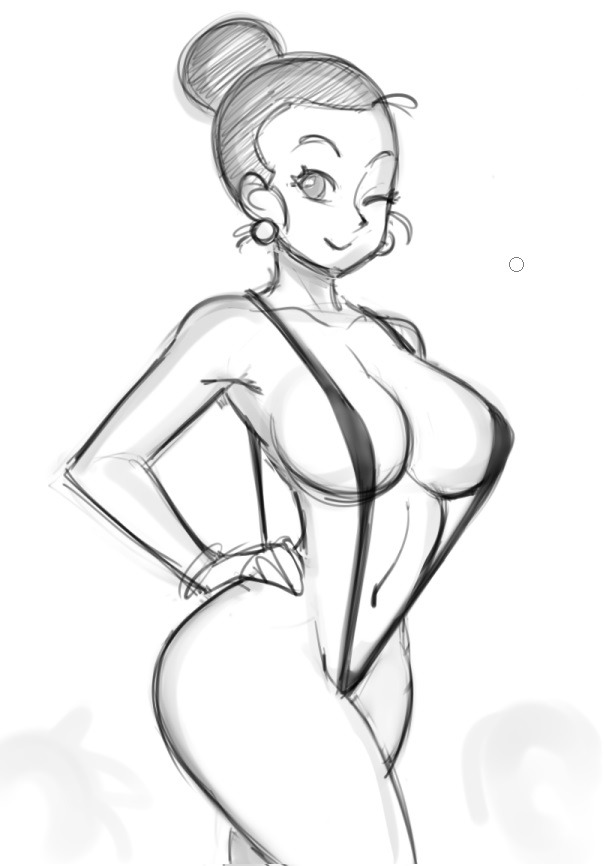 1girls, chichi, dragon ball, dragon ball super, female, female only, monochrome, samson 00, sling bikini, solo