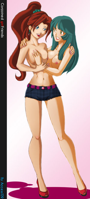 1girls breasts conjoined female green_hair multi_arm multi_breast multi_head multi_limb multi_torso multi_upper_torso red_hair solo tagme topless
