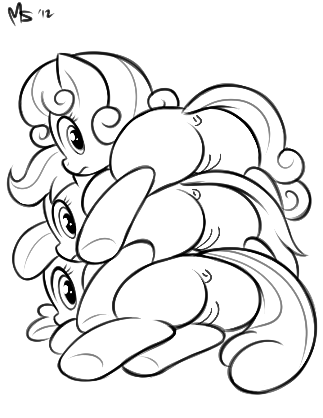 3girls anus apple_bloom_(mlp) black_and_white cutie_mark_crusaders female friendship_is_magic megasweet mlp my_little_pony no_color pussy scootaloo_(mlp) smooth_skin sweetie_belle_(mlp) vagina younger_female younger_woman zekromlover