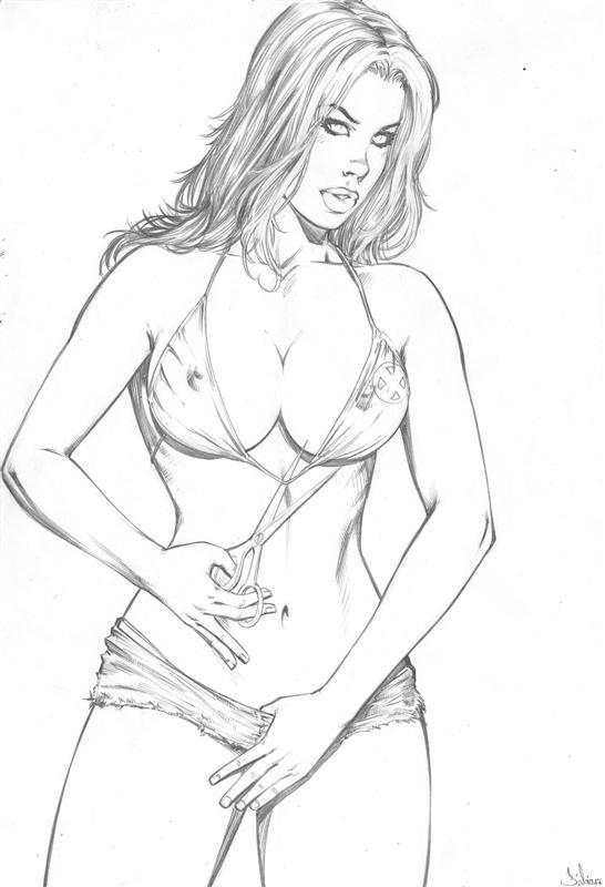 1girls 2012 anna_marie daisy_dukes fabio female female_only marvel marvel_comics monochrome rogue_(x-men) solo tagme x-men