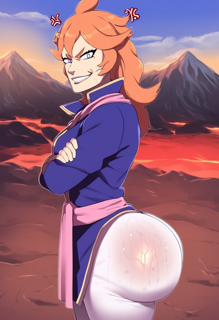 ai_generated anger_vein angry_face ass ass ass_focus ass_up big_ass big_butt black_clover blue_eyes bubble_ass bubble_butt dumptruck_ass dumptruck_butt fangs fat_ass fat_butt female female_only ginger_hair mereoleona_vermillion orange_hair red_eyeshadow spiky_hair sweat sweaty sweaty_butt zeca997