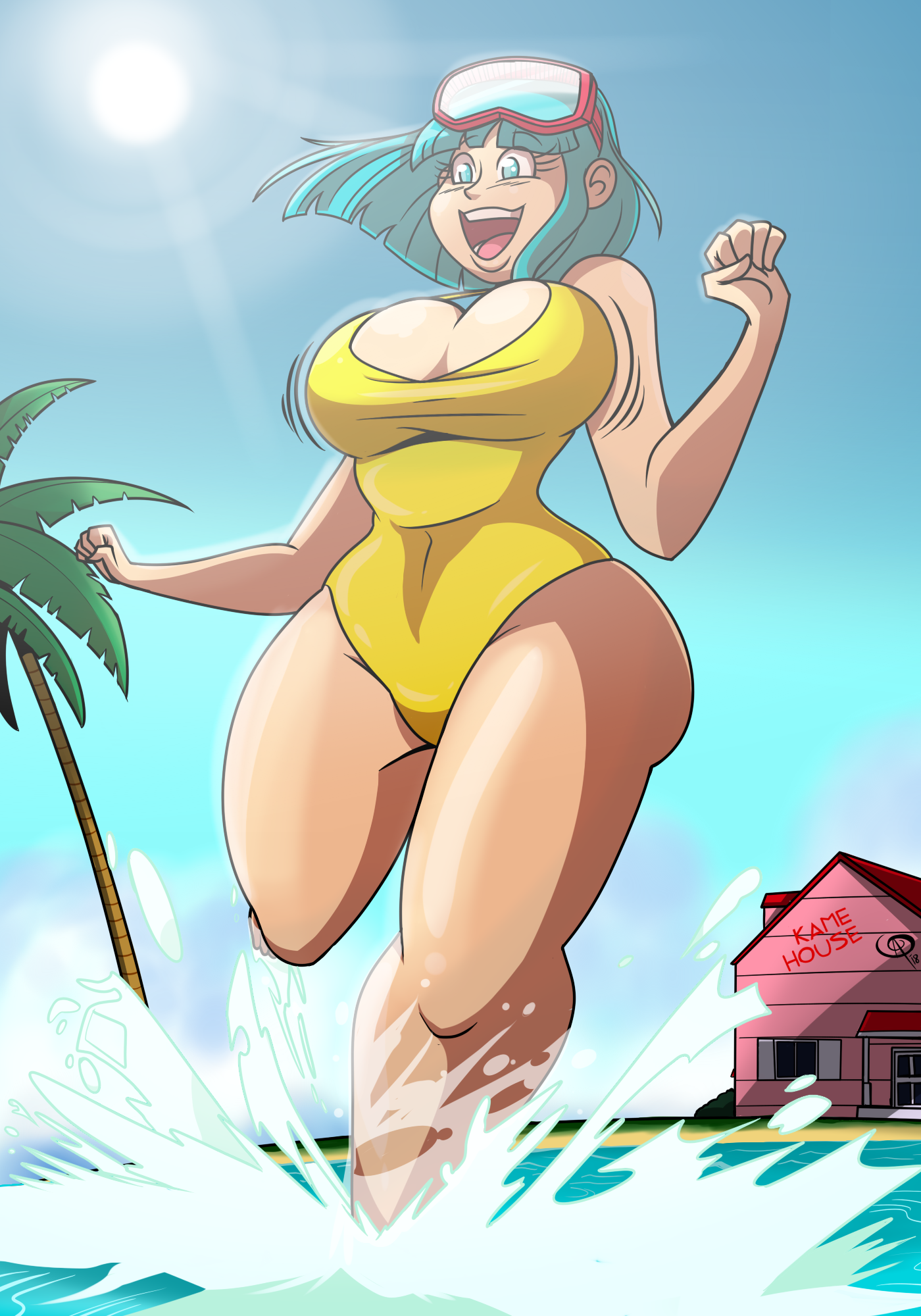 1girls, ass, blue eyes, breasts, cameltoe, cleavage, curvy, dragon ball, dragon ball z, erect nipples, female, frostbiteboi, huge areolae, huge ass, huge breasts, maron, nipples, puffy nipples, pussy, thick lips, voluptuous, wide hips
