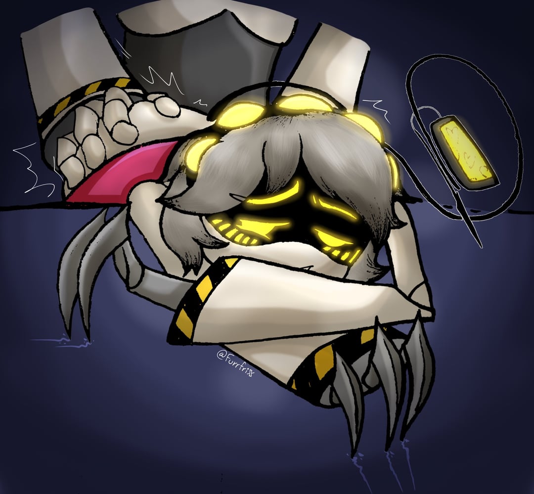 ass, blush, claws, disassembly drone, doggy style, envy (murder drones), female, glitch productions, male, male/female, murder drones, n (murder drones), red dress, robot, robot boy, robot girl, robot humanoid, simple background, v (murder drones), white body