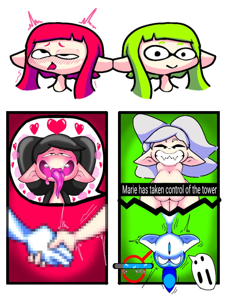 2024 2boys 4girls 5_fingers ahe_gao ahegao_face big_ass big_breasts callie_(splatoon) censored censored_hand_holding cephalopod cephalopod_humanoid christmas comedy female funny hand_holding handholding humor implied_cowgirl_position implied_sex implied_vaginal inkling inkling_boy inkling_girl marie_(splatoon) splatoon tagme thehoarder00 tongue tongue_out