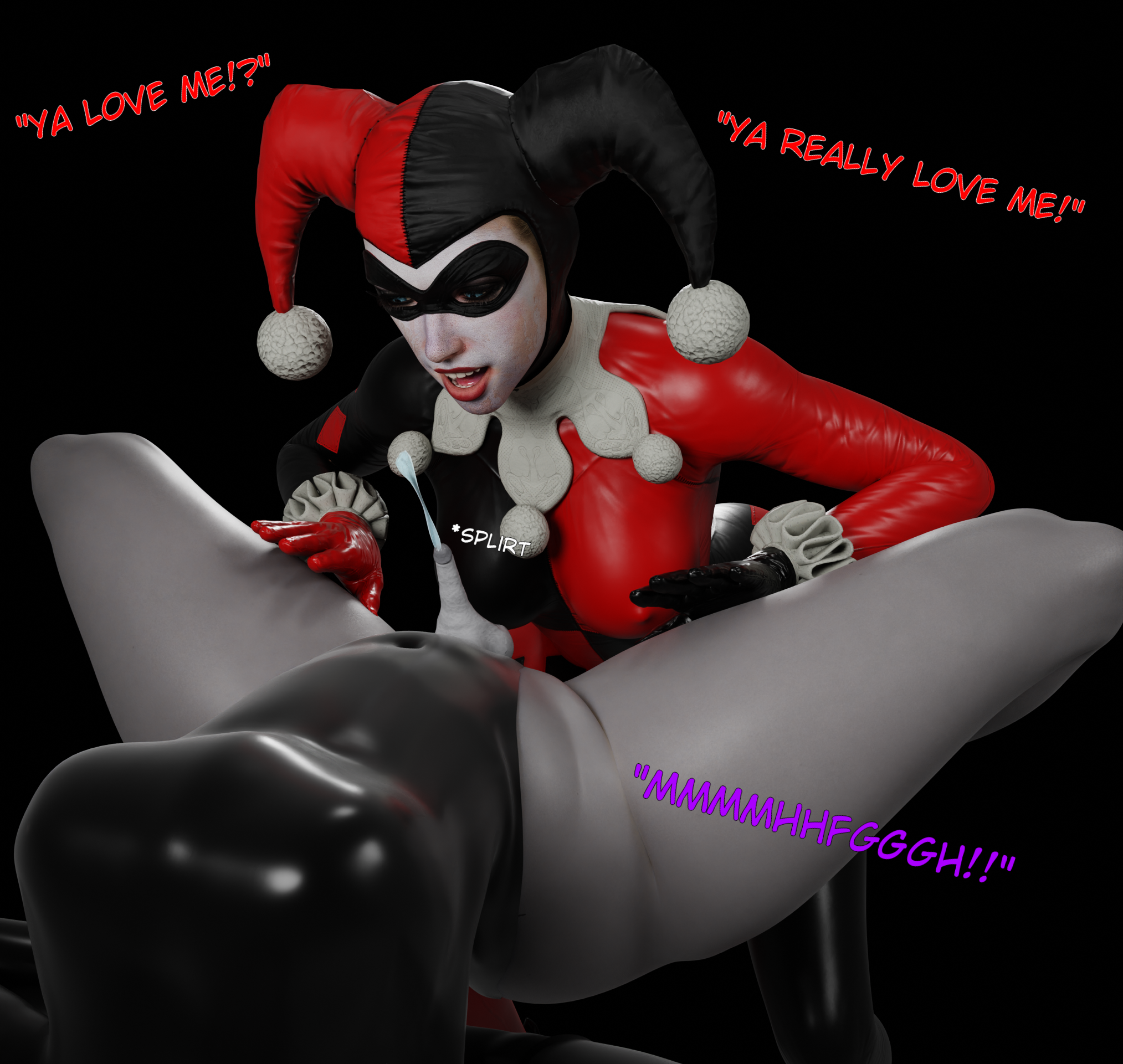1futa, 1girls, 3d, batman (series), batman: arkham knight, bondage, curvaceous, dc, dc comics, dominatrix, english text, female, femdom, futanari, handsfree ejaculation, harley quinn, harley quinn (arkham knight), harley quinn (arkham), harley quinn (classic), heperson, intersex, latex, leotard, penis, raven (dc), raven (teen titans), small penis, small penis adoration, teen titans, thick thighs, thighs, voluptuous, voluptuous female, voluptuous futa