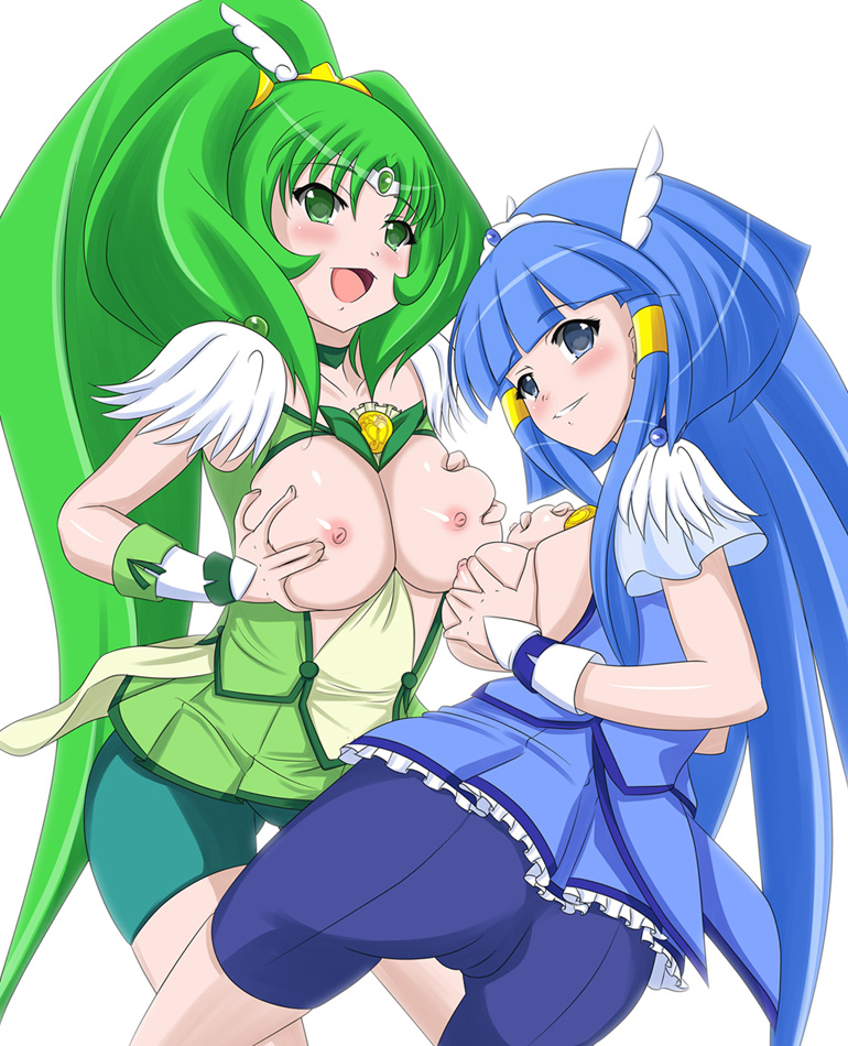 blush clothing medium_breasts midorikawa_nao miri_san pretty_cure reika_aoki shorts smile_precure tagme