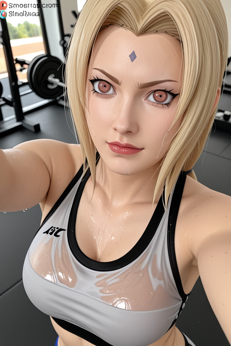 ai_generated gym_clothes naruto selfie tsunade wet_body