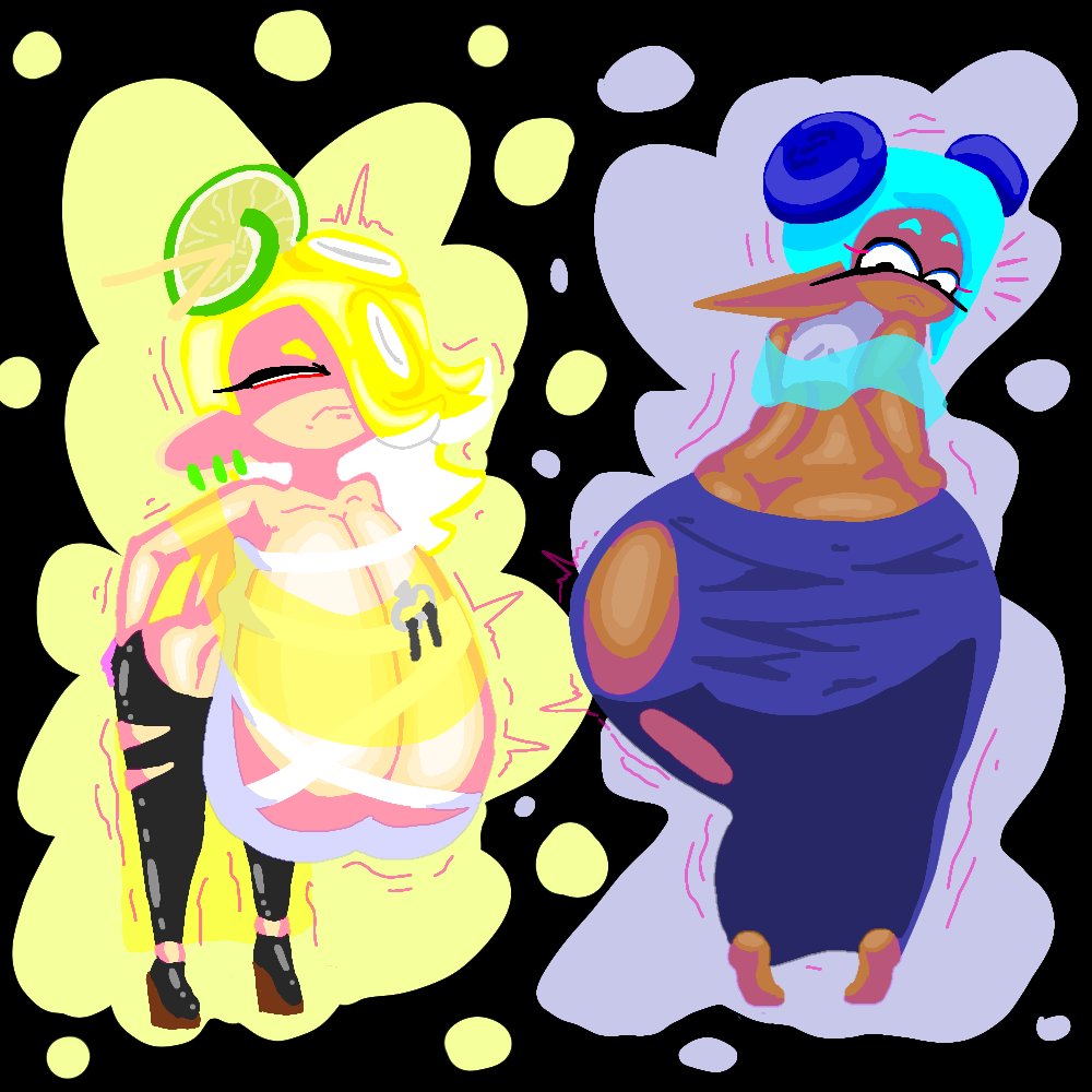 2024 2girls ass_size_switch ass_swap big_ass big_breasts breast_size_switch breast_swap comedy deep_cut_(splatoon) female frye_(splatoon) funny humor inkling looking_back octoling shiver_(splatoon) small_breasts splatoon tagme thehoarder00