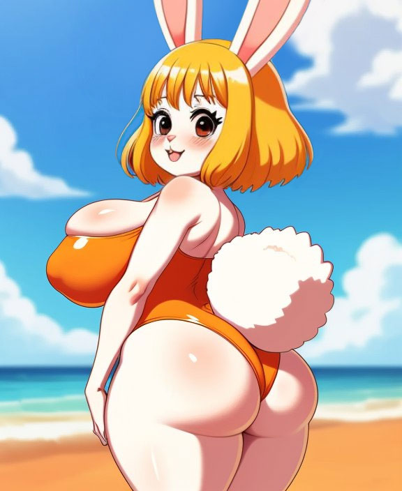 ai_generated blonde_hair carrot_(one_piece) cinder-ace-burn female female_only one_piece rabbit rabbit_ears rabbit_tail swimsuit