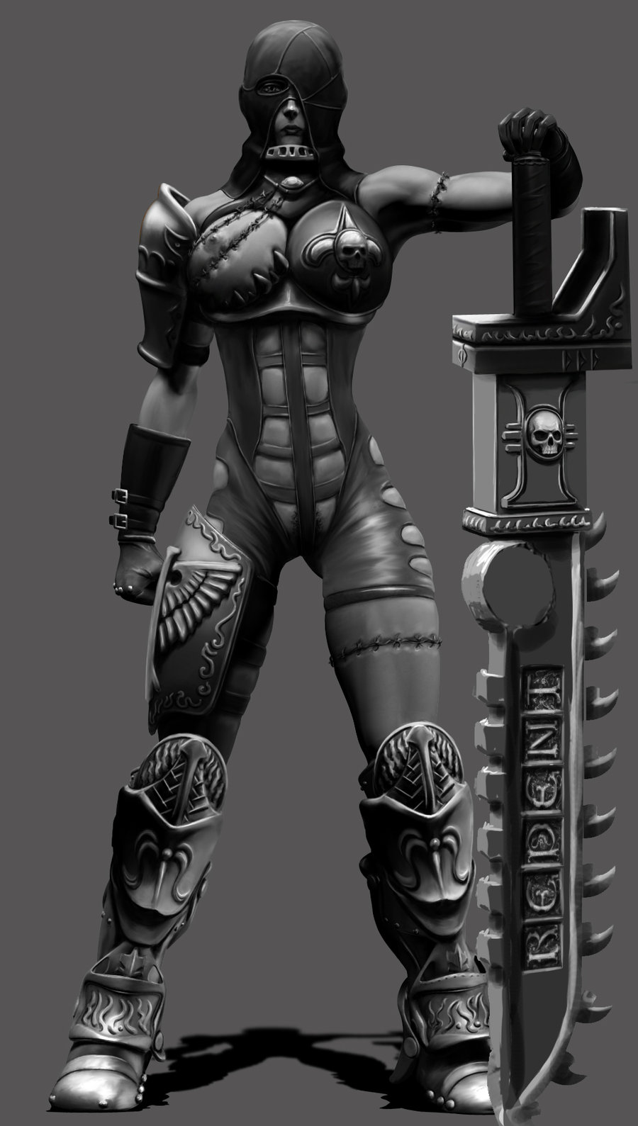 adepta_sororitas black_and_white imperium_of_man monochrome nooblar sister_of_battle sister_repentia tagme warhammer_(franchise) warhammer_40k