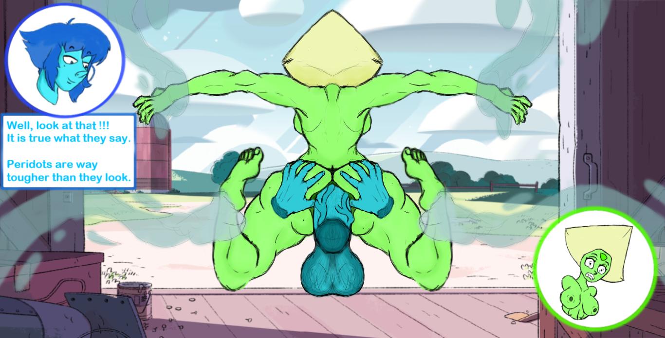 anal ass_grab back_view big_ass big_breasts character copyright feet futanari general huge_ass huge_cock lapis_lazuli_(steven_universe) peridot_(steven_universe) restrained steven_universe