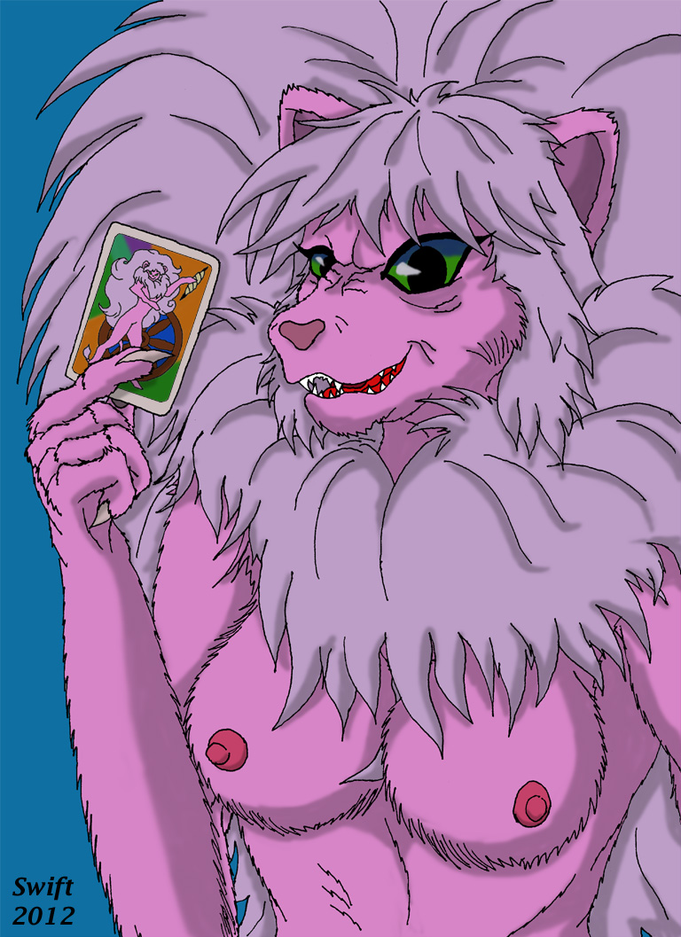 1girls 2012 anthro bishoujo_senshi_sailor_moon breasts card cardian dated falion feline female fur furry large_breasts long_hair mammal monster_of_the_day nipples pink_fur small_breasts swift_(artist) tail villainess