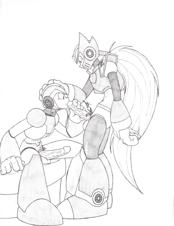 blowjob fellatio mega_man mega_man_x monochrome oral oral_penetration oral_sex sucking_tip trainer trainer_(artist) x_(mega_man) yaoi zero_(mega_man)