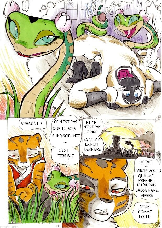 1boy 2girls better_late_than_never comic cum daigaijin french_text interspecies kung_fu_panda master_monkey master_tigress master_viper monkey orgasm page_16 penis snake tailjob tiger